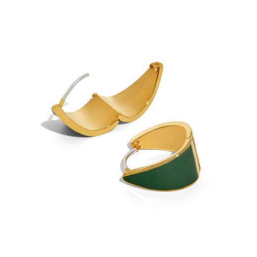 Green enamel huggie earrings